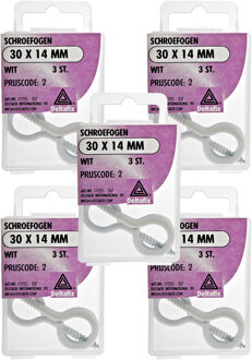 Deltafix Schroefogen - 15x - verzinkt metaal - wit - 30 x 14 mm - ijzerwaren