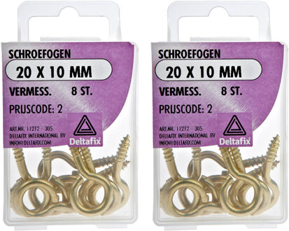 Deltafix Schroefogen - 16x - verzinkt metaal - 20 x 10 mm - ijzerwaren