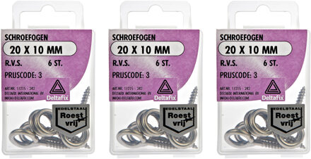 Deltafix Schroefogen - 18x - verzinkt metaal - 20 x 10 mm - ijzerwaren