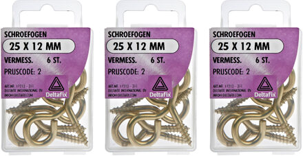 Deltafix Schroefogen - 18x - verzinkt metaal - 25 x 12 mm - ijzerwaren