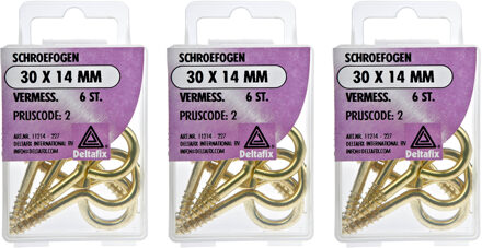 Deltafix Schroefogen - 18x - verzinkt metaal - 30 x 14 mm - ijzerwaren