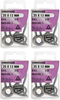 Deltafix Schroefogen - 20x - verzinkt metaal - 25 x 12 mm - ijzerwaren