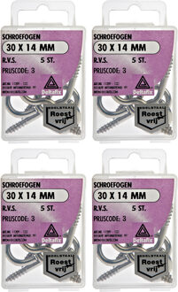 Deltafix Schroefogen - 20x - verzinkt metaal - 30 x 14 mm - ijzerwaren