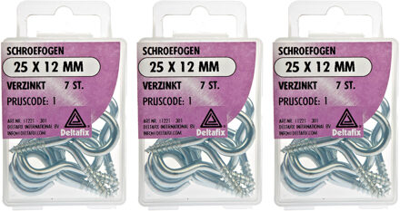 Deltafix Schroefogen - 21x - verzinkt metaal - 25 x 12 mm - ijzerwaren