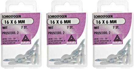 Deltafix Schroefogen - 21x - verzinkt metaal - wit - 16 x 6 mm - ijzerwaren