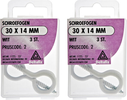 Deltafix Schroefogen - 6x - verzinkt metaal - wit - 30 x 14 mm - ijzerwaren