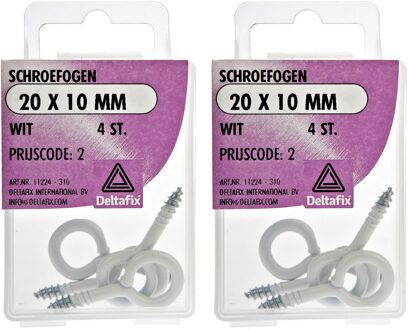 Deltafix Schroefogen - 8x - verzinkt metaal - wit - 20 x 10 mm - ijzerwaren