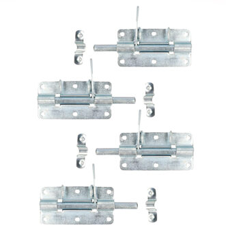 Deltafix schuifslot/hangslotgrendel - 4x - 10 x 5cm - verzinkt staal - deur - schutting - hek
