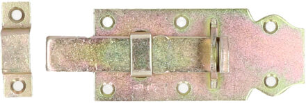 Deltafix schuifslot/hangslotschuif - 1x - 10 x 4.5cm - geel verzinkt staal - deur - schutting - hek