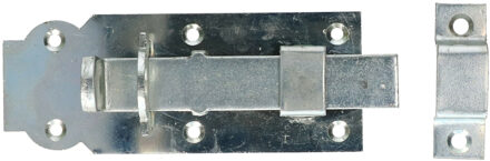 Deltafix schuifslot/hangslotschuif - 1x - 14 x 4.5cm - zilver verzinkt staal - deur - schutting - he