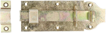 Deltafix schuifslot/hangslotschuif - 1x - 16 x 4.5cm - geel verzinkt staal - deur - schutting - hek