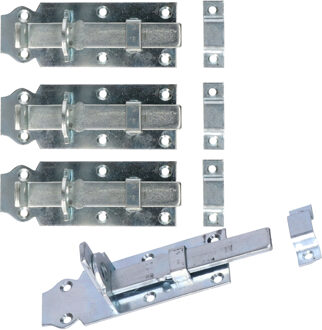 Deltafix schuifslot/hangslotschuif - 4x - 12 x 4.5cm - verzinkt staal - deur - schutting - hek