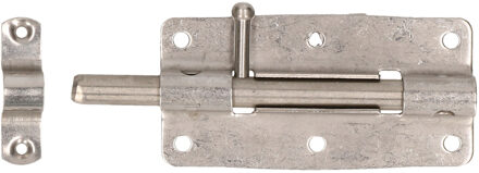 Deltafix schuifslot/plaatgrendel - 1x - 10 x 5cm - RVS - deur - schutting - hek