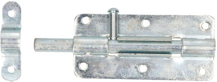 Deltafix schuifslot/plaatgrendel - 1x - 10 x 5cm - verzinkt staal - deur - schutting - hek