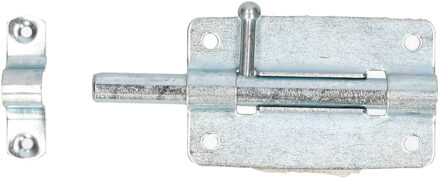 Deltafix schuifslot/plaatgrendel - 1x - 8 x 5cm - verzinkt staal - deur - schutting - hek