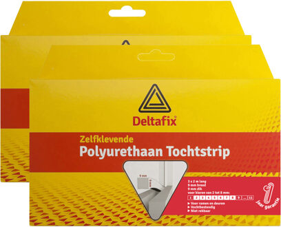 Deltafix Tochtstrip - 2x - tochtwering - wit - zelfklevend - universeel - 6 m x 9 mm x 9 mm