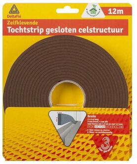 Deltafix Tochtstrip - tochtwering - bruin - zelfklevend - universeel - 12 m x 9 mm x 4 mm - Tochtstrippen