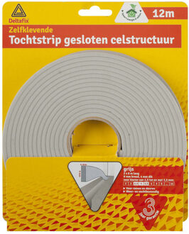 Deltafix Tochtstrip - tochtwering - grijs - zelfklevend - universeel - 12 m x 9 mm x 4 mm - Tochtstrippen