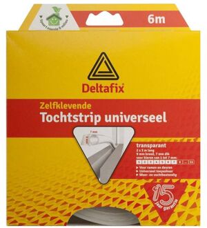Deltafix Tochtstrip - tochtwering - transparant - zelfklevend - universeel - 6 m x 9 mm x 7 mm - Tochtstrippen