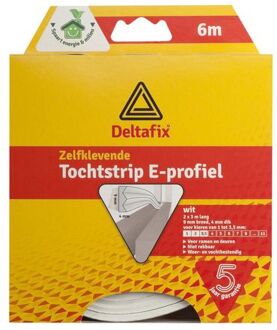 Deltafix Tochtstrip - tochtwering - wit - zelfklevend - E-profiel - 6 m x 9 mm x 4 mm - Tochtstrippen