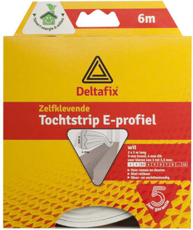 Deltafix Tochtstrip - tochtwering - wit - zelfklevend - E-profiel - 6 m x 9 mm x 4 mm