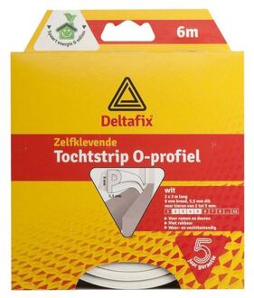 Deltafix Tochtstrip - tochtwering - wit - zelfklevend - O-profiel - 6 m x 9 mm x 6 mm - Tochtstrippen