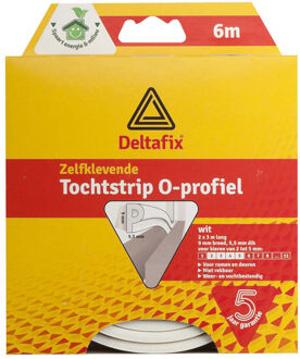 Deltafix Tochtstrip - tochtwering - wit - zelfklevend - O-profiel - 6 m x 9 mm x 6 mm