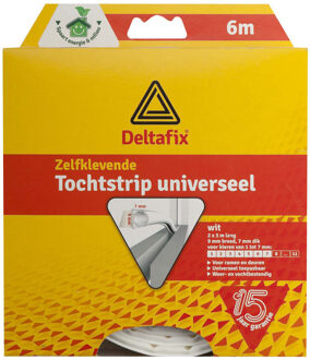 Deltafix Tochtstrip - tochtwering - wit - zelfklevend - universeel - 6 m x 9 mm x 7 mm - Tochtstrippen