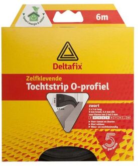 Deltafix Tochtstrip - tochtwering - zwart - zelfklevend - O-profiel - 6 m x 9 mm x 6 mm - Tochtstrippen