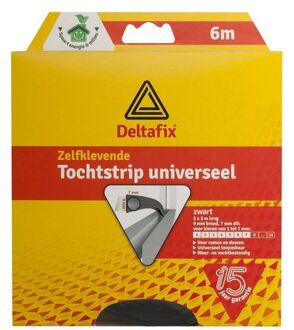 Deltafix Tochtstrip - tochtwering - zwart - zelfklevend - universeel - 6 m x 9 mm x 7 mm - Tochtstrippen