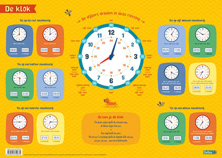 Deltas onderlegger De klok junior 43 x 30,5 cm PVC Multikleur