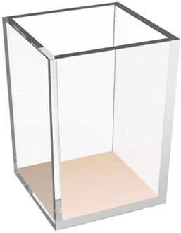 Deluxe Acryl Zachte Contactlenzen Vierkante Pen Potlood Heerser Houder Cup Desktop Briefpapier Organisator, Clear/Rose Gold