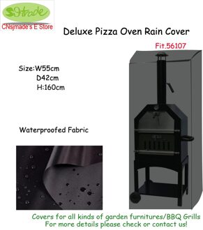 Deluxe Pizza Oven Regenhoes, W55xD42xH160cm,Fit 56107. Zwart Waterdicht Duurzaam Cover, Terrasmeubilair Covers, Onderdelen