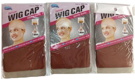 Deluxe Pruik Cap Haarnet Voor Weave Haar Cap Pruik Netten Stretch Mesh Pruik Cap Voor Het Maken Pruiken Gratis maat 12 Stuks (6 Zakken) donker bruin