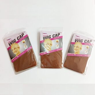 Deluxe Pruik Cap Haarnet Voor Weave Haar Cap Pruik Netten Stretch Mesh Pruik Cap Voor Het Maken Pruiken Gratis maat 12 Stuks (6 Zakken) licht bruin
