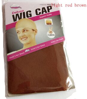Deluxe Pruik Cap Haarnet Voor Weave Haar Cap Pruik Netten Stretch Mesh Pruik Cap Voor Het Maken Pruiken Gratis maat 12 Stuks (6 Zakken) licht rood bruin