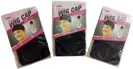 Deluxe Pruik Cap Haarnet Voor Weave Haar Cap Pruik Netten Stretch Mesh Pruik Cap Voor Het Maken Pruiken Gratis maat 12 Stuks (6 Zakken) zwart