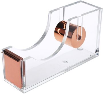 Deluxe Vierkante Clear Acryl Tape Zetel Tape Houder Kantoor Tape Dispenser Desktop Met Tape Cutter Levert Rose Gold