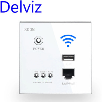 Delviz Wireless WiFi Socket Rj45, AP Relay Smart usb socket, Crystal glass panel, 220V Power, 300Mbps Embedded Wall WIFI Router
