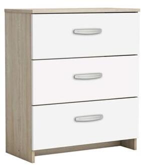 Demeyere ladekast Nano 3 lades - grijs eiken/wit - 71,7x60,5x29,4 cm - Leen Bakker Beige - 71.7 x 29.4 x 60.5