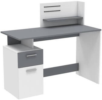 Demeyere Platon Bureau 1 Deur 1 Lade Wit En Grijs - L 121,5 X H 109,7 X D 55,1 Cm