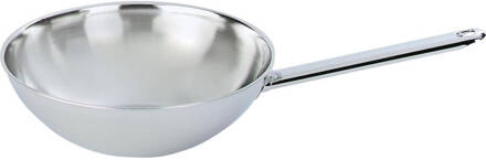 Demeyere Wok 30 cm - vlakke bodem Zilver