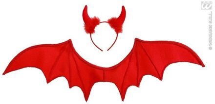 Demon set rood Halloween accessoire - Verkleedattribuut