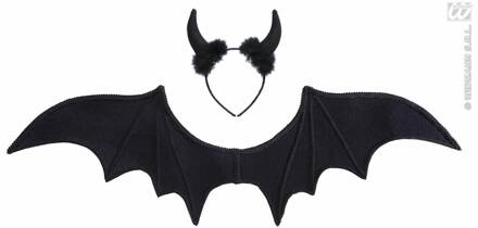 Demon set zwart Halloween accessoire - Verkleedattribuut