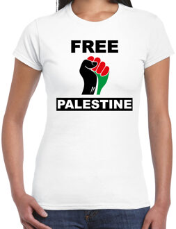 Demonstratie Palestina t-shirt met Free Palestine wit dames XL