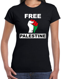 Demonstratie Palestina t-shirt met Free Palestine zwart dames 2XL