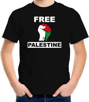 Demonstratie Palestina t-shirt met Free Palestine zwart kinderen M (134-140)