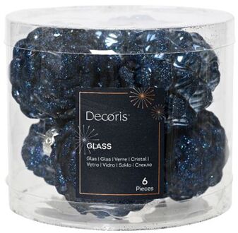 denappel glas d5h7 cm nblw ass 6st kerst Blauw