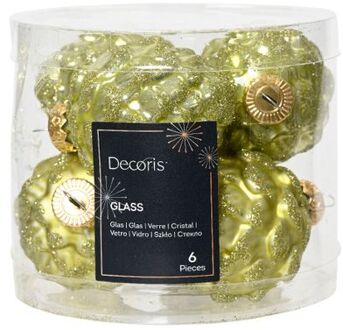 denappel glas d5h7 cm pstch ass 6st kerst Groen