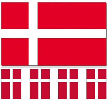 Denemarken versiering/feestartikelen set - vlag 90 x 150 cm - vlaggenlijn van 300 cm - landen